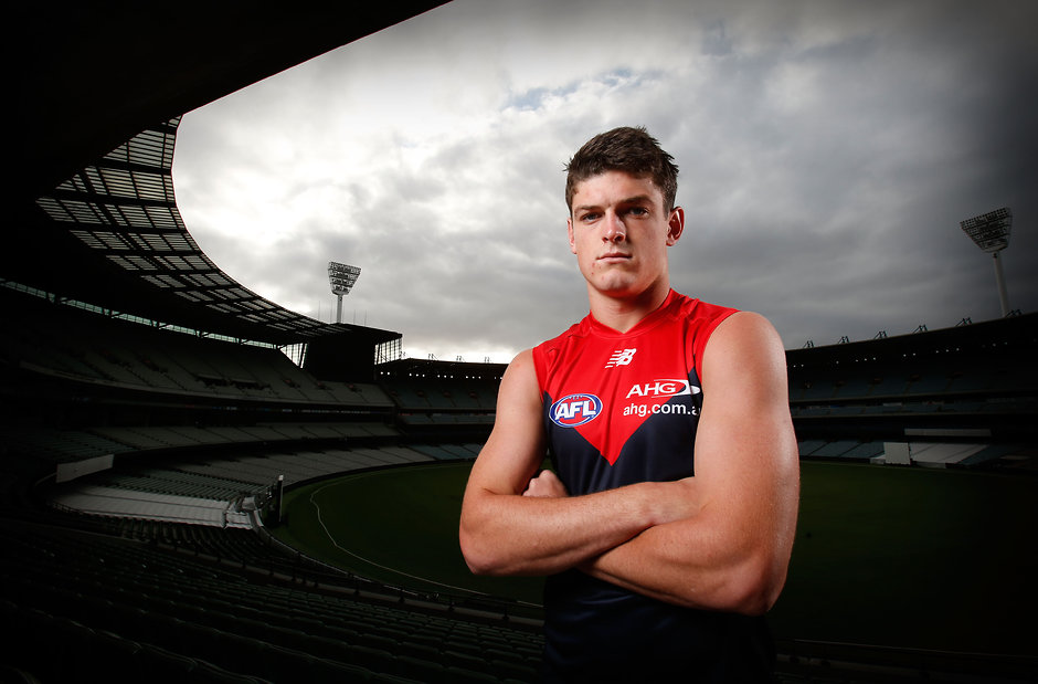 AFL 2016 Portraits - Melbourne MELBOURNE, AUSTRALIA - FEBRUARY 4: Angus Brayshaw poses for a photograph during the Melbourne Demons official team photo day at the MCG in Melbourne on February 4, 2016. (Photo by Michael Willson/AFL Media)